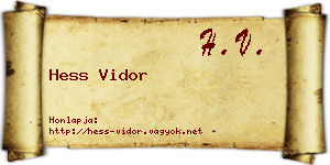 Hess Vidor névjegykártya